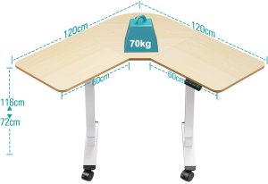 Biurko Triadyn Biurko Narożne WorkBase 1206L Elektryczna Regulacja Wysokości Uchwyt 120x120cm Dąb Jasny 6