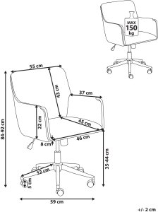 Krzesło biurowe Beliani Krzesło obrotowe ALTONA Welur Złamana biel 3