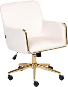 Krzesło biurowe Beliani Krzesło obrotowe ALTONA Welur Złamana biel 4