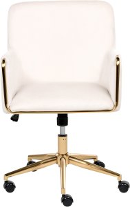 Krzesło biurowe Beliani Krzesło obrotowe ALTONA Welur Złamana biel 5