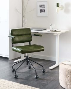 Krzesło biurowe Beliani Krzesło obrotowe Obrotowy CANDOR Ciemnozielony 2