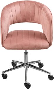 Krzesło biurowe Beliani Krzesło obrotowe KATONAH Welur Różowy 4