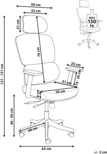 Krzesło biurowe Beliani Fotel biurowy Obrotowy VISCOUNT Niebieski 3