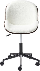Krzesło biurowe Beliani Fotel biurowy ciemne drewno z białym MENESHA 4