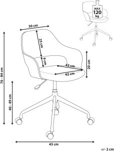 Krzesło biurowe Beliani Fotel biurowy lniany jasne drewno z jasnobeżowym NOVATO 3