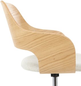Krzesło biurowe Beliani Fotel biurowy lniany jasne drewno z jasnobeżowym NOVATO 5