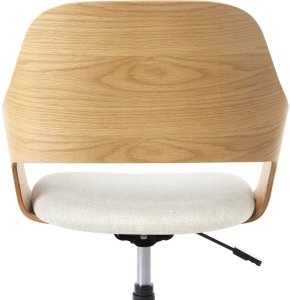 Krzesło biurowe Beliani Fotel biurowy lniany jasne drewno z jasnobeżowym NOVATO 6
