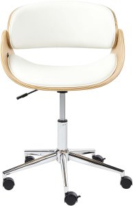 Krzesło biurowe Beliani Fotel biurowy jasne drewno z białym PALATKA 4