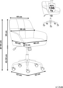 Krzesło biurowe Beliani Krzesło obrotowe PALMDALE Welur Różowy 3