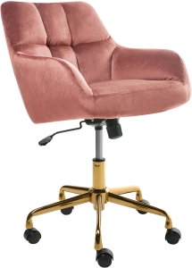 Krzesło biurowe Beliani Krzesło obrotowe PALMDALE Welur Różowy 4