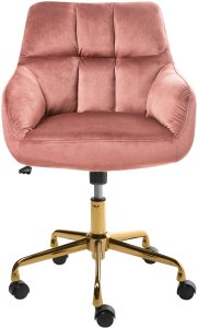 Krzesło biurowe Beliani Krzesło obrotowe PALMDALE Welur Różowy 5