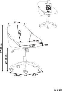 Krzesło biurowe Beliani Krzesło obrotowe BARDSDALE Welur Granatowy 3
