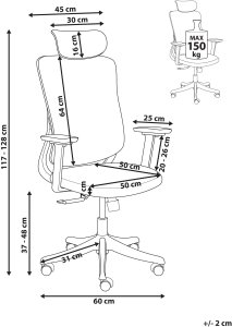 Krzesło biurowe Beliani Fotel biurowy Obrotowy PARTNER Szary 3