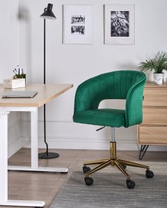 Krzesło biurowe Beliani Krzesło obrotowe KATONAH Welur Zielony 2