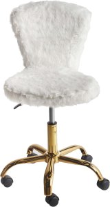 Krzesło biurowe Beliani Krzesło biurowe regulowane sztuczne futro białe MARGATE 4