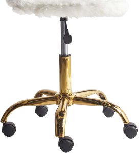 Krzesło biurowe Beliani Krzesło biurowe regulowane sztuczne futro białe MARGATE 9