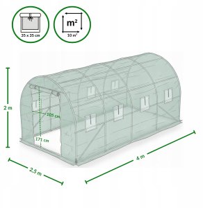 ProGarden Tunel ogrodowy, foliowy VAYU, 4 x 2,5 m, do upraw 4
