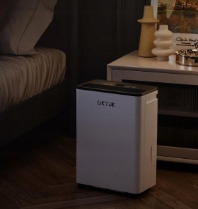 OKYUK Elektryczny osuszacz powietrza 10L cichy 32dB 25m łazienka piwnica 2