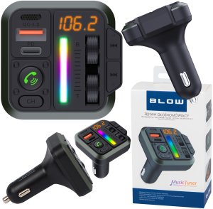 Transmiter FM Blow TRANSMITER SAMOCHODOWY BLUETOOTH 5.3 FM RGB ŁADOWARKA PD 20W QC 3.0 USB-C 10