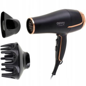 Suszarka Camry Suszarka do włosów z dyfuzorem 2200W zimny nawiew koncentrator czarna złota 2