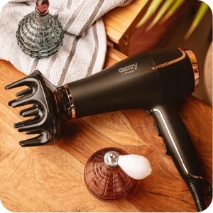 Suszarka Camry Suszarka do włosów z dyfuzorem 2200W zimny nawiew koncentrator czarna złota 9