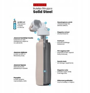 Dafi Butelka Filtrująca Stalowa Dafi SOLID Steel Cappuccino 800 ml Wielorazowa 4
