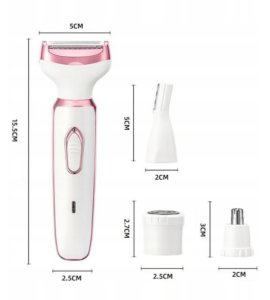 Verk Golarka elektryczna damska 4w1 do twarzy ciała bikini i brwi USB 5