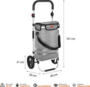 Nils Extreme NC4305 WÓZEK NA ZAKUPY SKŁADANY PREMIUM 50L SZARY NILS 5