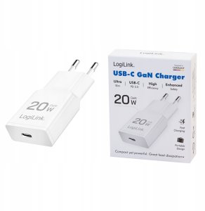 Ładowarka LogiLink Ładowarka sieciowa LogiLink PA0345 USB GaN, 20 W, 1x USB-C (PD), biała 5