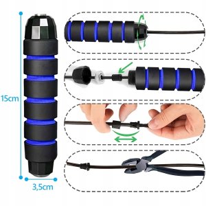 Skakanka sportowa Medi Sleep Skakanka czarna regulowana 2,8m Medi Sleep 2