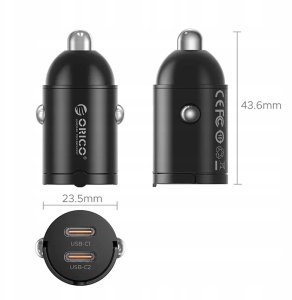 Ładowarka Orico Orico Ładowarka samochodowa, 2 × USB-C, 30W 7