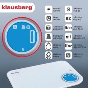 Waga kuchenna Klausberg ELEKTRONICZNA WAGA KUCHENNA 5kg KLAUSBERG KB-7938 Bluetooth 3