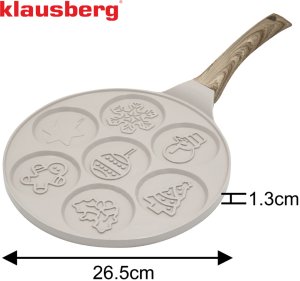 Patelnia Klausberg Patelnia do placków, bożonarodzeniowe wzory, aluminiowa, powłoka nieprzywierająca, beżowa, ?26,5 cm, klausberg, kb-7970 7