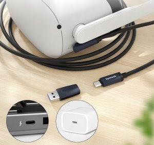 Kabel 2w1 Na Usb-c Usb-a Do Transmisji 5m 5gbps Do Meta Quest 3 2 Pro Pico4 / C101 6