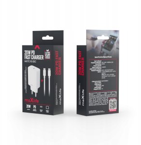 Ładowarka TelForceOne Maxlife ładowarka sieciowa PD QC MXTC-10-20C 1x USB-C 20W biała + kabel USB-C - USB-C 20W 2