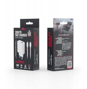 Ładowarka TelForceOne Maxlife ładowarka sieciowa PD QC MXTC-10-30AC 1x USB-C 1x USB 30W biała + kabel USB-C - USB-C 60W 2