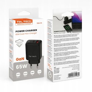 Ładowarka Teltech Teltech ładowarka sieciowa GaN USB / Typ-C 65W QC PD czarny TCH-05 4