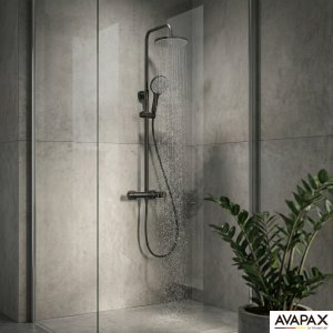 Deszczownica Avapax Deszczownica z baterią prysznicową dwufunkcyjną, Kolor: gun metal, gun grey, tytan, grafit , szary 2