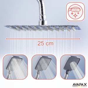 Deszczownica Avapax Deszczownica z baterią prysznicową termostatyczną dwufunkcyjną, Kolor: chrom 6