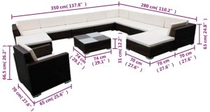 vidaXL vidaXL 12-cz. zestaw mebli do ogrodu z poduszkami, polirattan, czarny 7