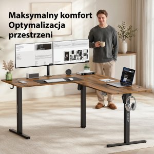 Biurko SENSE7 Nojo Light Corner Ciemnobrązowe 160 cm x 140 cm Dark Brown 2