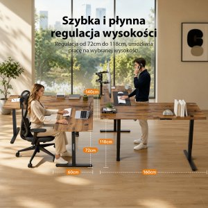 Biurko SENSE7 Nojo Light Corner Ciemnobrązowe 160 cm x 140 cm Dark Brown 4