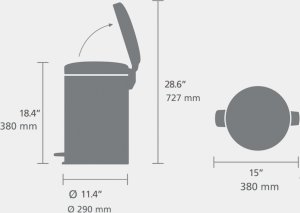 Kosz na śmieci Brabantia BRABANTIA kosz na śmieci z pedałem NewIcon 20 l Soft Grey 254406 (8710755254406) 7