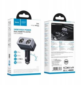 Ładowarka Hoco Rozdzielacz gniazda zapalniczki Hoco 2 porty max 240W/24V Z65 czarna 4