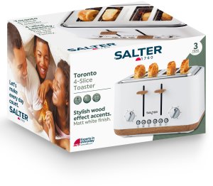Toster Salter Toster 4 Kromki Salter TORONTO Biały Szerokie szczeliny Rozmrażanie Tacka 10