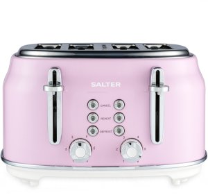 Toster Salter Toster na 4 Kromki Salter RETRO Różowy 1630W Ruszt do bułek Tacka High Lift 5