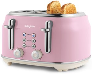 Toster Salter Toster na 4 Kromki Salter RETRO Różowy 1630W Ruszt do bułek Tacka High Lift 7