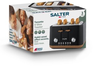Toster Salter Toster 4 Kromki Salter TORONTO Czarny Szerokie szczeliny Rozmrażanie Tacka 9