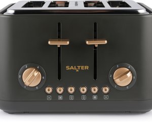 Toster Salter Toster 4 Kromki Salter PEBBLE Czarny Węgiel 1630W Rozmrażanie Tacka Okruchy 3
