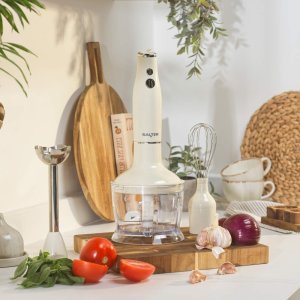 Blender Salter Blender Zestaw 3w1 Salter RETRO Kremowy Ubijanie Miksowanie Misa 500ml Stal 8